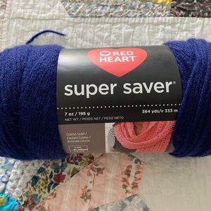Red Heart Super Saver Yarn Soft Navy 7 Oz.
